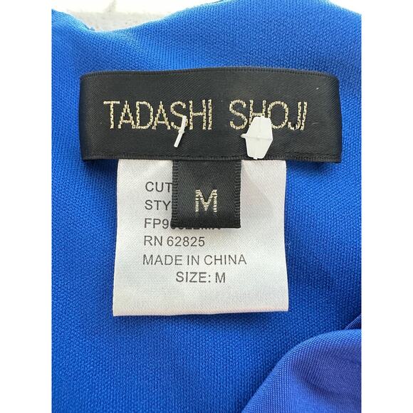 Tadashi Shoji Womens Cowl Neck Party Dress Y2K Blue Beaded Ruched Sleeveless - Picture 10 of 16